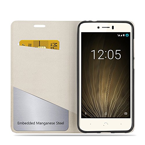 Funda BQ Aquaris U   U Lite  Riffue Carcasa PU Ultra Delgada con Cartera de Estilo Libro Vaquero Protectora de Folio Flip Case para BQ Aquaris U   U Lite - Negro