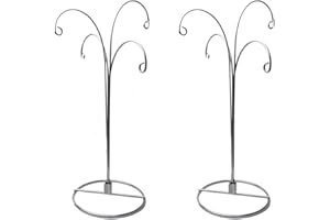 HOHIYA Hanging Bauble Ornament Display Stand Chrome Silver Metal 4-Arm Holder for Christmas Tree Baubles Crystal Suncatchers Crafts & Decorations 12″ H 2Pack