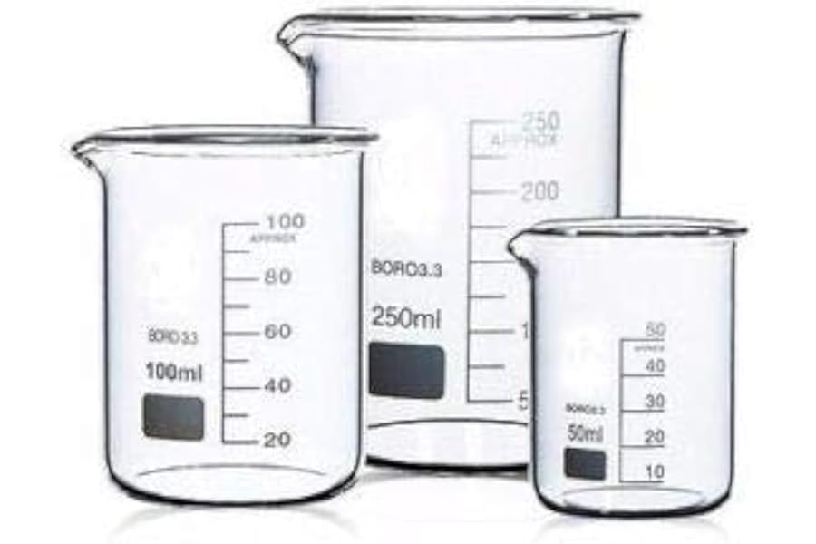 Rocwing Boro 3.3 Glass Graduated Measuring Beaker for Lab or Kitchen (50ml+100ml+250ml)