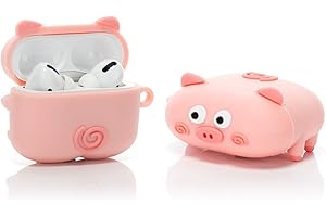 YIGEYI Silikonowe etui Kompatybilne z Airpods Pro Funny Cute 3D Cartoon Cover [Seria w Pozycji Leżącej] (Rumieniec Piggy Roll)