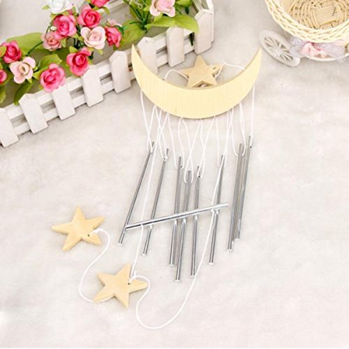 MagiDeal Silber 8 Röhren Metall Glocken Windspiel Ornament Im Freien Mond Hängen - 3