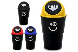 GOODIZ Mini Car Bin Cupholder, Small Plastic Compact Durable Dust Bin With Lid, For Trash Rubbish Waste Storage, For Car, Office, Van, Desktop, Lorry
