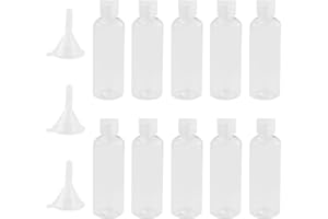AMANDELIZABE Lot de 11 bouteilles de voyage à remplir - En plastique de 100 ml - Avec 3 entonnoirs - Flacons vides de voyage - Pour shampooing, lotion, après-shampoing