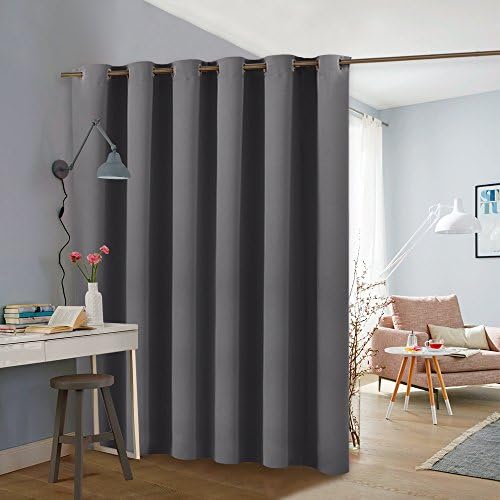 PONYDANCE Room Divider Curtain Screen Partition Privacy Blackout Partitions Curtains 1 Panel for Office/Shared Room, 9ft Drop x 10ft Wide (274cm Drop by 304cm Wide), Grey