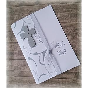 Danksagung Danksagungskarte Danke Kommunion Konfirmation Firmung Taufe Kreuz silber grau silbergrau