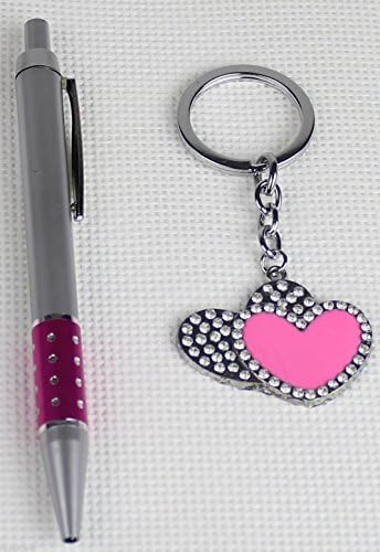 Pink Heart Design Keyring and Pen Gift Set For Girls