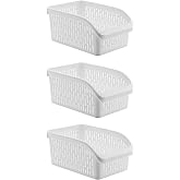 Lirazon 3 Piece Refrigerator Shelf Organizer Multi-Purpose Plastic Basket Large Size Cabinet Organizer