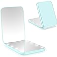 wobsion Compact Mirror, Magnifying Mirror with Light, 1x/3x Handheld 2-Sided Magnetic Switch Fold Mirror,Small Travel Makeup Mirror,Pocket Mirror for Handbag,Purse,Gifts for Girls(Cyan)