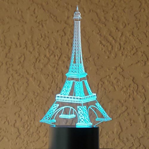 Alisabler Optical Illusion 3D Dice Lighting,3D Eifel Tower LED Lamp - Produces Unique Lighting Effects and 3D visualization - Amazing Optical Illusion
