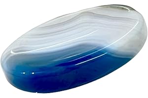 P&R:UK Blue Onyx Worry Stone - A Healing Crystal Palm Stone for Anxiety Relief, Chakra Balancing, Reiki Thumb Stone Meditation, Therapeutic Energy, and Calming Pocket Crystals and Gemstones