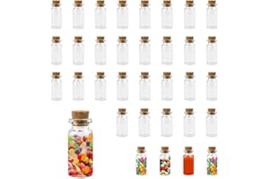 Kleemeiero 33 PCS Petit Flacon Verre Bouchon Liege Bocaux en Verre Mariage Mini Bouteille Mariage Kit Petite Bouteille pour Bonbons