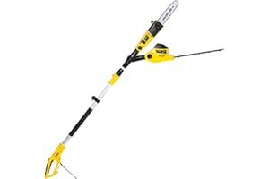 kukumax Tagliasiepi e Motosega telescopico 710W 2 in 1 Barra Oregon da 25.4 cm（10“）