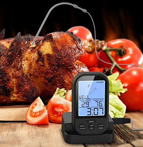 Drahtlos Sofortiges gelesenes Digital Fleisch Thermometer Einzelnes Prüfstempel Braten Alarm Fernb. BBQ-Küche Kochen für Ofen, BBQ, Raucher, Grill - 3
