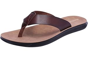 Harssidanzar Sandales tongs pour hommes, Chaussures de plage confortables en cuir microfibre doux pour l'été (Suggérer d'acheter une taille plus grande) KM215