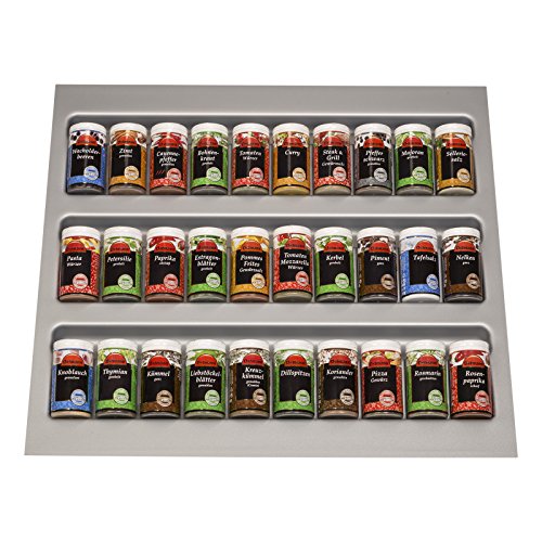 ORGA-BOX® Gewürzgläsereinsatz Gewürzdoseneinsatz / 513 x 28 x 473 mm / Silber-metallic für 60er Korpusbreite / passend für Blum Tandembox - 3