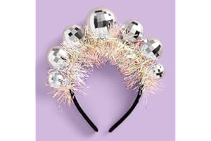 DHRUTI Serre-Tête Happy New Year, Serre tête Disco Ball, Paillettes, Bandeau de New Year, Accessoires de cheveux pour Fête du Nouvel An,Nouvelle Année