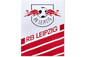 RASENBALLSPORT LEIPZIG RB Leipzig Fleecedecke - Stripe - rot-weiß Kuscheldecke Decke RBL - Plus Lesezeichen Wir lieben Fußball