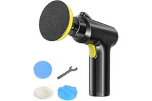 bestyks Mini pulidora de coche inalámbrica con batería de 4000 mAh, máquina pulidora de coche con velocidad ajustable con almohadillas de pulido para encerar, esponja pulidora para coche