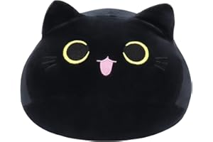 AUSPICIOUS BEGINNING Gato Peluche Animales de Peluche Gato de Peluche Juguetes de Peluche, Muñeca de Felpa Gato de Felpa Cojín de Peluche Gato Negro Almohada de Felpa Suave para Niños Navidad Cumpleaños Regalo, 30cm