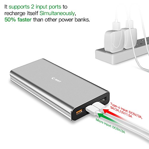 Chargeur Portable  22000mAh  Charge Rapide 3 0   Port USB Type C 3 0 A  EMNT Power Bank avec 4 Ports USB pour Grande Capacit   Batterie Externe Iphone 7 8   X  Ipad  Samsung Galaxy J3   S7   S8  Huawei P10 et autres P  riph  riques USB- Gris Argent  