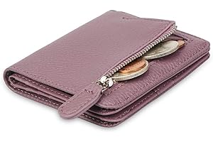 FT FUNTOR Small Wallet for Woman with Card Ladies Bifold Zipper Pocket RFID Blocking Leather Wallet Purse (Light Purple)