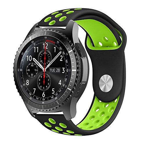 Para Gear S3 Correa Silicona  iBazal Gear S3 Frontier   Classic Watch Correa 22mm Banda de Silicona Suave para Samsung Gear S3 Frontier Classic SM-R760  Samsung Galaxy Watch 46mm  Moto 360 2nd Gen 46mm  Huawei Watch 2 Classic - Negro Verde