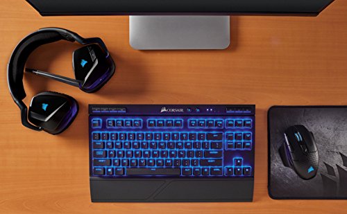 Corsair K63  inal  mbrico Teclado Gaming mec  nico  Cherry MX Rojo  Retroiluminaci  n LED Azules  QWERTZ  Negro