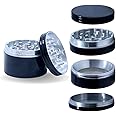 METIER® Crusher 50mm Grinder Crusher for Grinding Herbs and Spices with Honey Dust Filter (Herb Grinder/herb Crusher 50 mm) 4 Parts Color Black Bong Accessories Pack of 1