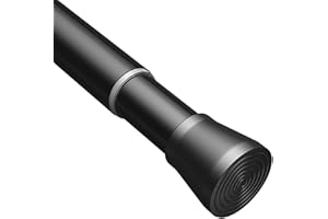 ROD&TRIKIN Bastoni Per Tenda Da Doccia Regolabili Aste Per Tende Senza Fori Estensibili Antiscivolo Asta a Tensione Per Asta Per Tenda Per Armadio Bagno Nero 73-145CM