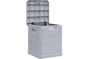 vidaXL Caja de Almacenamiento de Jardín, Baúl para Cojines Almohadas Mantas, Cofre de Herramientas, Caja para Patio Terraza, 90 L Gris Claro
