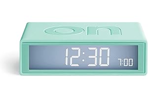 Lexon Flip+ Travel Mini sveglia da viaggio, reversibile con facce on off e funzione snooze, schermo LCD e luce tattile, radio controllata, in gomma, menta