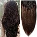 Deluxe Double Weft Remy Human Hair Clip in Extensions Full Head Set 8 Pieces 10"-22" Grade 7A Real Natural Long Straight Silky Soft(18"-140g,#2 Dark Brown)