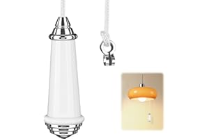 QILUCKY Ceramic Bathroom Light Pull Cord, Pull Cord Light Switch Bathroom, Pull Cord Handle with 150cm Light Pull Cord Extension and Cord Connector, Ceramic Light Pull Cord for Light And Fan Switches