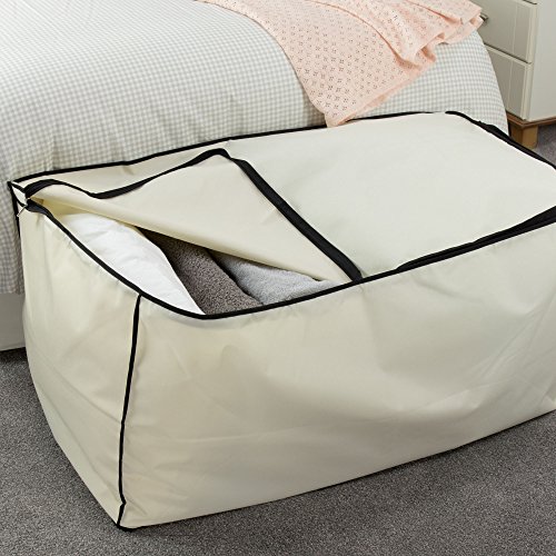 Große Aufbewahrungsbox Unterbettkommode schwarze Einfassung – Mottensicher B 91 cm x T 50 cm x H 45 cm Hangerworld - 3