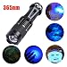 Produktbild UV LED Handlampe Taschenlampe, Siswong Zoombar 365nm Ultraviolett Nachtfischen falsche Papiergeld, Metallrisse, Haustiere Eingetrocknete Urinflecken, gebrochene Glaswaren, Tatort Detektor