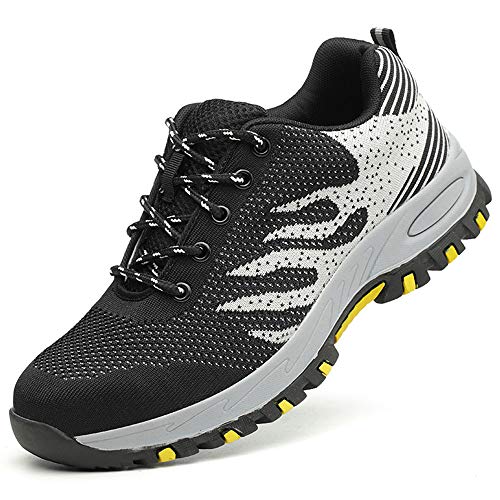 Preisvergleich Produktbild SUADEEX Arbeitsschuhe Herren Stahlkappe Damen Sicherheitsschuhe Leicht Atmungsaktiv Schutzschuhe Sportlich Turnschuhe Trekking Schuhe Traillaufschuhe- Gr. 43 EU (Etikettgröße: 44 EU), Grau