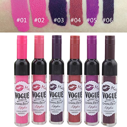 ROPALIA 6 Colors Wine Bottle Liquid LipStick Long Lasting Lip Gloss Lip Pen Cosmetic - 3