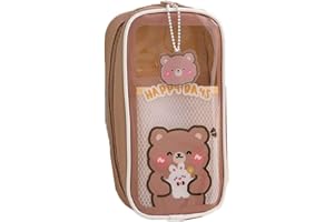 KKPLZZ Kawaii piórnik o dużej pojemności, przezroczysty szkolny organizer na artykuły pa torba przenośny piórnik torba idealny prezent do biura szkoły nastolatka chłopiec