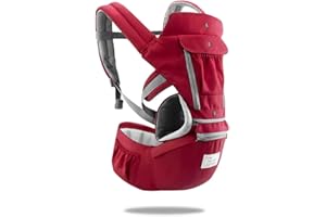 SONARIN 3 en 1 Multifonction porte-bébé Hipseat,Baby Carrier, Avant et arrière, 100% coton,Ergonomique,Taille Libre,Facile pour maman,100% GARANTIE et LIVRAISON GRATUITE, Idéal Cadeau(Rouge)