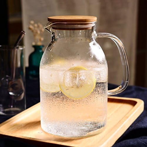 Creative transparent chill water large capacity clear glass bottle cold beverage carafe wine decanter beer jar juice kettle milk pitcher-Clear 1700ml