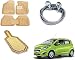 Auto Pearl Premium Quality Car Accessories Combo of Car Floor Foot Mats 3D Beige. & Car Wooden Bead Seat Cover 1 pcs. & Full Steel Towing Tow Cable 2000kgs 6mm Heavy Duty 4Mtr. For Chevrolet Beat Type-2 RS.2311.00