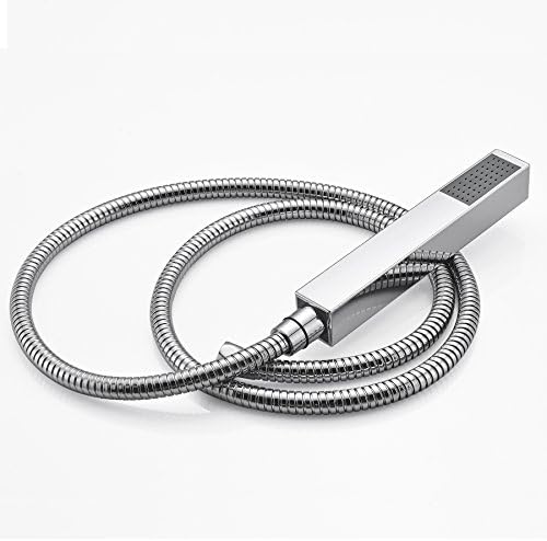 Kangya Bathroom Hand Shower Head Water Saving Chlorine Filtration Handshower Universal Showering Components 1-Way Spray Handheld Shower, Square Chrome Hand Bath Mixer Shower Head with Hose Modern Replacement Tube