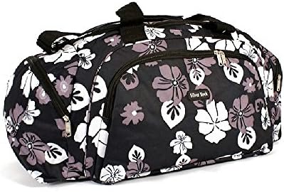 Ladies Large Floral Holdall Weekend Overnight Bag Flight Luggage Gym Travel 26 (Black/Grey Floral)