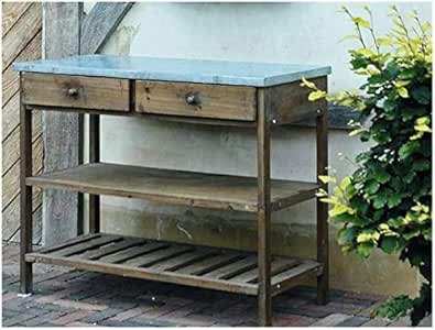 Pflanztisch mit Zinkplatte im Antik Look, braun: Amazon.de: Garten