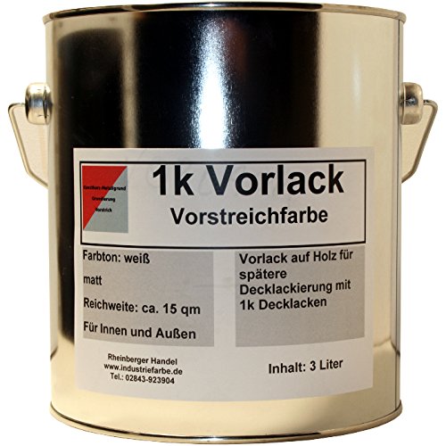 Kunstharz Vorlack, Vorstreichfarbe als Grundierung auf Holzbauteilen, innen und außen, 4,65 kg (3 Liter) Gebinde, weiß matt