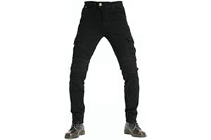 FSORB Pantaloni Moto Uomo, Traspirante Elastico Jeans, Kevlar Traspirante - Impermeabile E Antivento Pantaloni Protettivi Pantaloni Moto Uomo, 4 X Pad di Protezione
