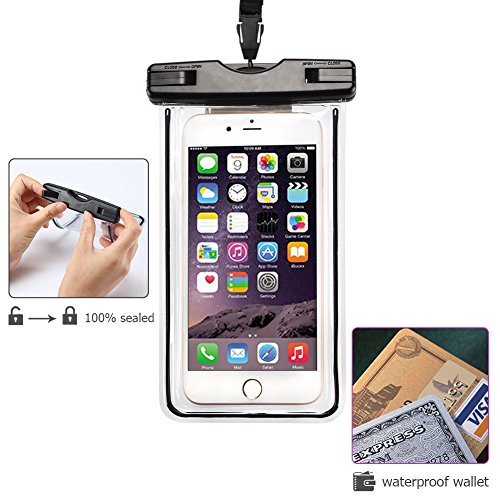 3x Custodia Impermeabile, CaseLover Borsa Sacchetto Impermeabile Cellulare Dry Bag Universale Fino a 6 Pollici Smartphone per Samsung Galaxy S8/ J7/ J5/ J3/ A7/ A5/ A3, Huawei P10/ P10 Lite/ P9 Lite/ P8 Lite, iPhone 7, 7 Plus, 6s / 6, 6s Plus / 6 Plus, SE 5S 5C, ASUS, LG, HTC, Sony Xperia, Waterphoof Cover Case - Nero + Arancia + Blu