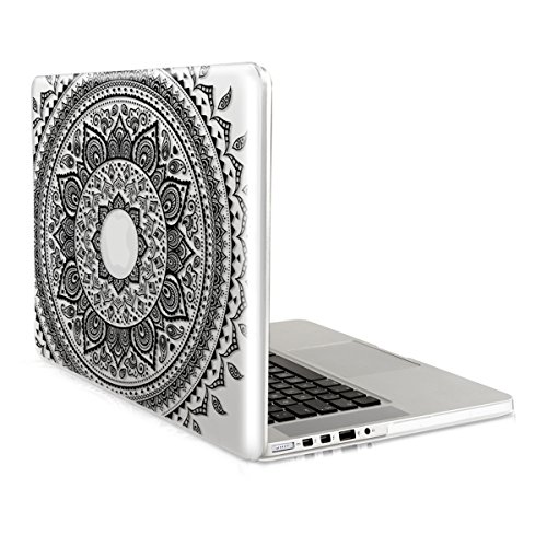 kwmobile Crystal Hülle für Apple MacBook Pro Retina 15" (ab Anfang 2013) Hard Case - dünne durchsichtige transparente Schutzhülle Cover Tasche Indische Sonne Design Schwarz Transparent