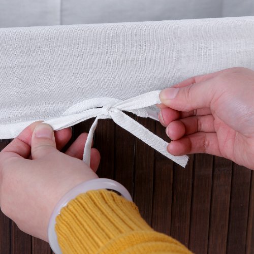 Songmics faltbar Bambus Wäschekorb 100 L (62,5 x 52 x 32 cm) Wäschebox mit Wäschesack zum Herausnehmen braun LCB63Z - 8