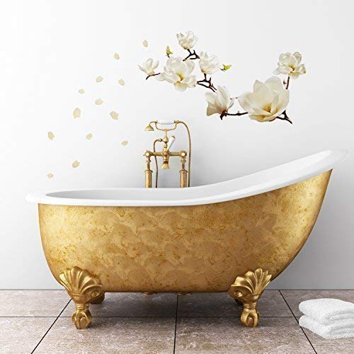 WALPLUS - Adesivo da Parete per Interni, Motivo: Magnolia, Misura Piccola, Colore Bianco